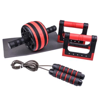 China Universal Indoor Fitness Roller Wheel Exercise Lift Up Abdominal Abdominal Bracket Skipping Rope Wheel Set for sale