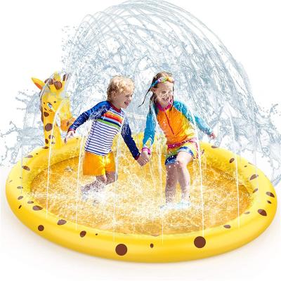 China Customized Swimming Pools Fun Backyard Water Toys Outdoor Kids Giraffe Sprinkler Inflatable Game Mat Pool for sale