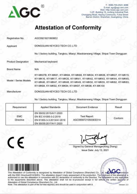 CE - Dongguan Keyceo Electronics Technology Co., Ltd.