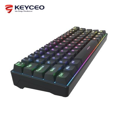 China 2021 Mini Rechargeable Portable Keyboard RGB Light Mechanical Gaming Premium Wired Multimedia Keyboard 61 Yes for sale