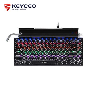 China OEM Plug and Play RGB Stylish Archaize Real Mechanical Keyboard Short Anniversary Keyboard with 87/88 Keys Plated Round Keycap Gaming Package for sale