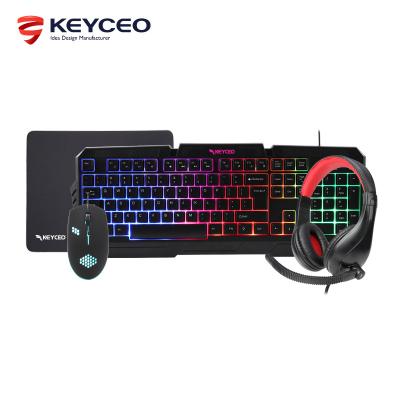 China For Gaming Price Entry Level Gaming Keyboard Mouse Headset Cheap Mouse Pad Combo 4 IN 1 Game Package Set for sale