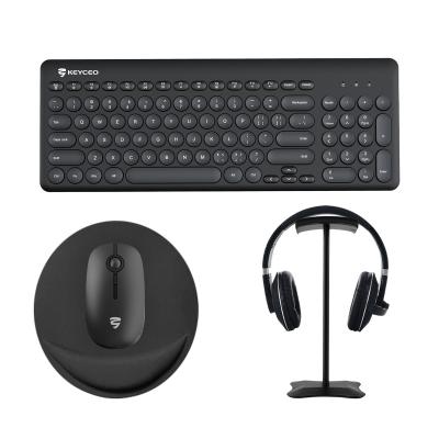 China Waterproof Wireless 5 in 1 Wireless Keyboard 2.4G Mouse Bluetooth Earphone Mouse Pad Earphone Stand Desktop Handset Combo for sale