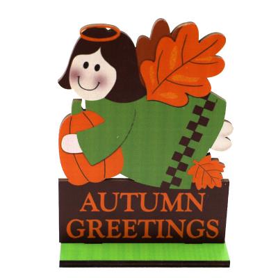 China Laser Cutting Happy Decorative Wooden Centerpiece Happy Thanksgiving Harvest Party Hanging Signs Table Decoration for sale