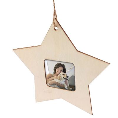 China 10Pcs/Handmade Bag DIY Star Shaped Wooden Star Shaped Hanging Bag Photo Frame Hanging Ornament Wood Decor for sale