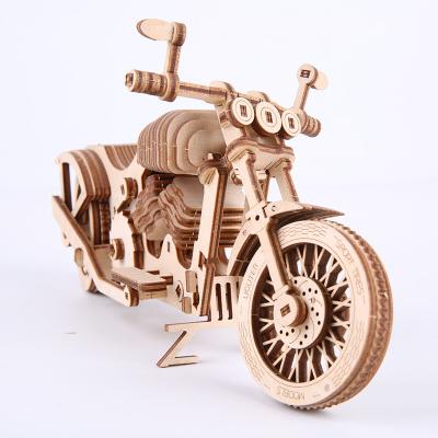 China DIY TOY Wooden Model Mechanical Creative 3D DIY Drawings Handmade Motorcycle for sale