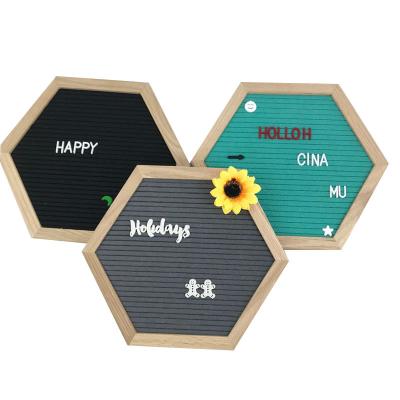 China Europe Felt Hexagonal Removable Custom Background Letter Board Simple Home Wood Advertising Board for sale