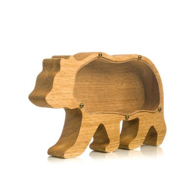 China European letter of handwork shape handwork piggy bank animal creative wood British glass transparent wooden English pig art direct selling for sale