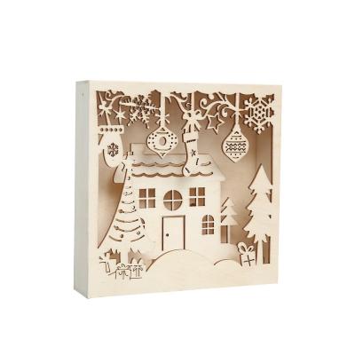 China Europe Craft Exquisite Wooden Gift Box Ornaments Hand Carved Christmas Decoration Box Ornaments for sale