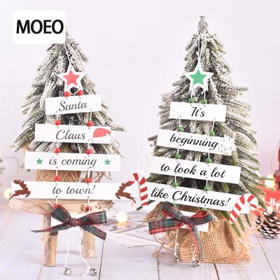 China Europe Christmas Decorations Christmas Tree Shaped Wooden Pendant Colorful Letters Hanging Decoration Window Scene Decoration Props for sale