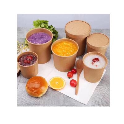 China Biodegradable Most Popular Printed Kraft Paper Disposable Soup Bowl With Lids for sale