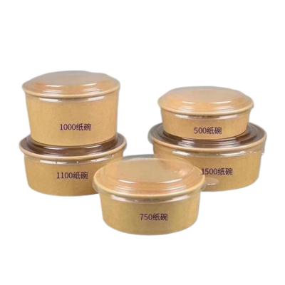 China Top Quality Disposable Brown Paper Container Kraft Salad Disposable Paper Bowl for sale