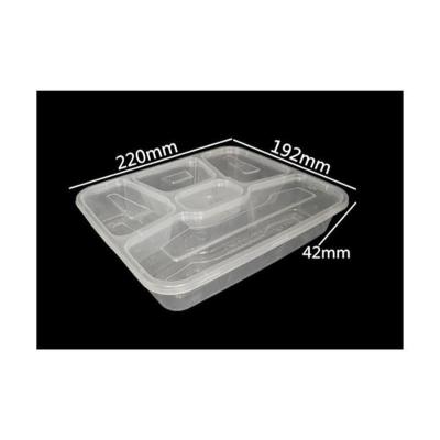 China Wholesale Cheap Disposable Plastic 5 Compartment Food Container Take Out Box for sale