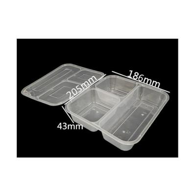 China 3 Compartment High Quality Disposable Food Containers Disposable Plastic Take Out Box With Lids for sale