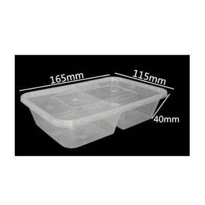 China Best Selling 2 Compartment Disposable Biodegradable Plastic Food Container Take Out Box for sale