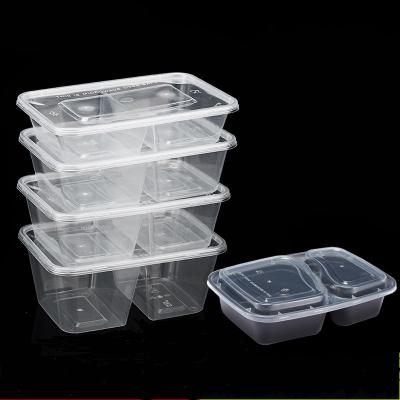 China Stored Suitable for Microwave Lunch Box Plastic Disposable Environmental Friendly Two-Grid Food Bowl for sale