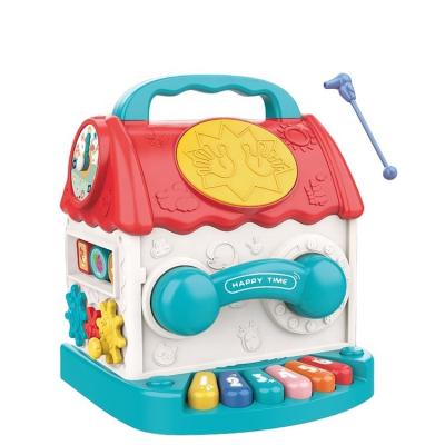 China Cognitive Toy Multifunction 7 Sides Battery Operated House Toy with Piano 3D Puzzle Toddler Educational Activity Cube Musical Instrument for Babies for sale