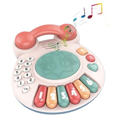 China Multi-Function Battery Operated Toddler Phone Musical Instruments Baby Toy Piano Music Early Educational Toy with Light for sale