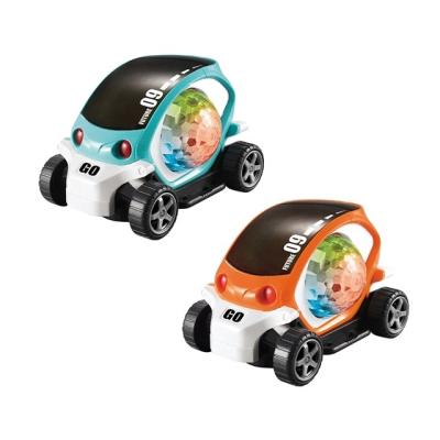 China 360 Degree 3D Car Cheap Light Musical 3D Car Light And Music Toy Fonts Rotating Colorful Universal Walking Battery Operated Kids Toys for sale