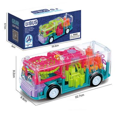 China 360 Degree Rotation Transparent Bus Toy Battery Operated 360 Degree Rotation Speed ​​Car with Light and Music for sale