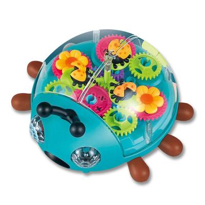 China Universal Newcomer Beetle Plastic Beetle 360 ​​Degree Rotating Plastic Insect Toy Transparent Wheel With Light And Music for sale