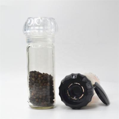 China Sustainable Ceramic Salt And Pepper Grinder Spice Mill With 100ml Glass Bottle for sale