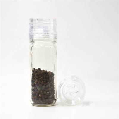 China Sustainable set of salt and pepper grinder with 100ml glass bottle for sale