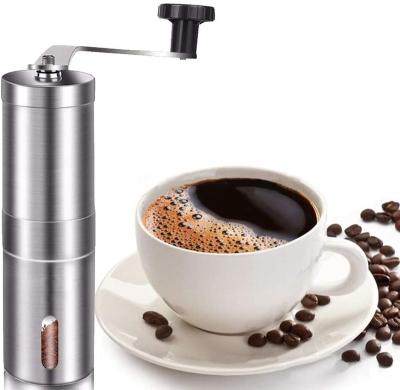 China Hotel Manual Coffee Grinder with Adjustable Settings Burr Mill Brushed Stainless Steel Conical Bean Burr Coffee Grinder for sale