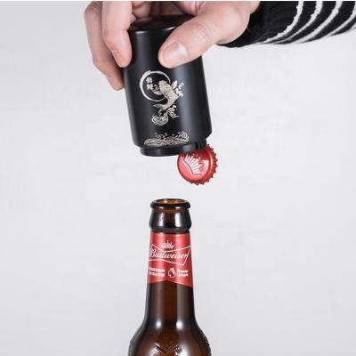 China Magnetic Bottle Opener Stainless Steel Beer Bottle Opener Pull Down Automatic Cap Opener for sale