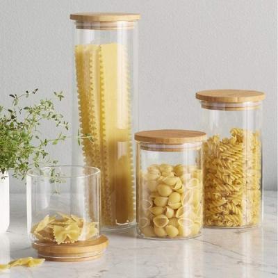 China High Sustainable Borosilicate Glass Food Storage Jar With Bamboo Lid for sale