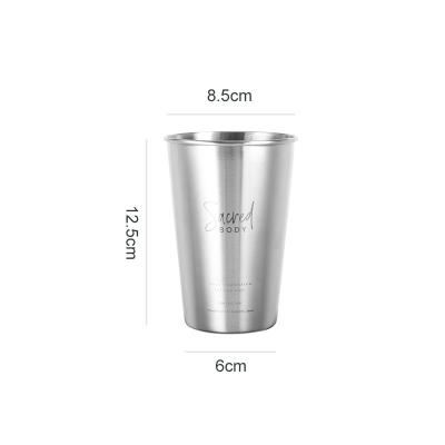 China 304 Stainless Steel Water Cup Set Minimalist Single Layer Beer Beverage Mugs for sale