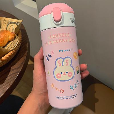 China Small simple elastic cover water cup INS boys and girls fashion lovely thermos cup portable cartoon pattern minimalist for sale