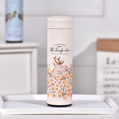 China PORTABLE Vacuum Cup Stainless Steel Thermos Insulation Smart Water Bottle 450ml With Lid Gifts Novelty Silk Body for sale