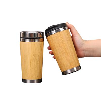 China Seaygift 500ml Products Private Label Stainless Steel Water Bottle Tumbler Sustainable Good Quality 100% Bamboo Wood Mug for sale