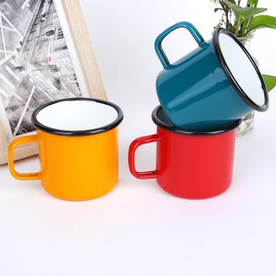 China Seaygift 2021 Viable High Quality Vintage Colorful Sublimation Or Logo Printing Custom Metal Enamel Camping Mug for sale