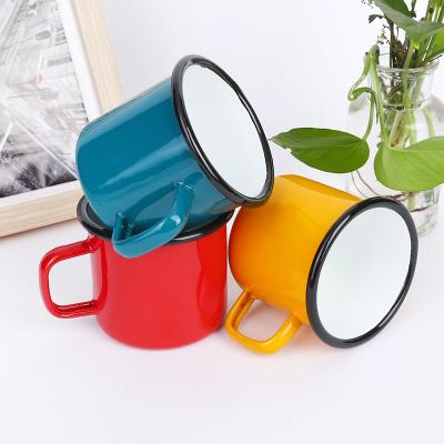 China Seaygift Viable High Quality Vintage Metal Steel Enamel Mugs Camping Travel Coffee Mug Sublimation Wholesale Copy Stocked for sale