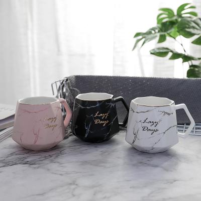 China Seaygift Design Reusable Ceramic Coffee Mug Ice Cream Juice Drinks Irregular Marble Mug Hot Water Viable for sale