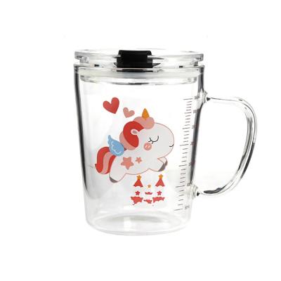 China New Design Cartoon Unicorn Kids Seaygift Coffee Mug Heat Resistant Glass Cup Juice Drink Creative Viable Straw Mug for sale