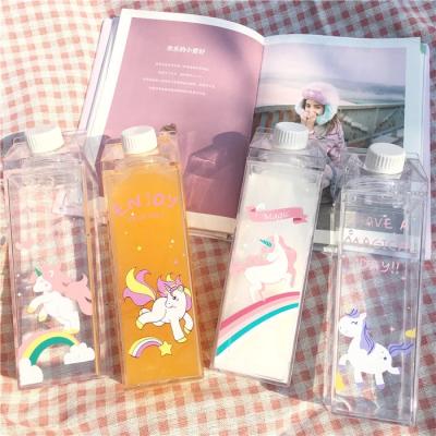 China Fashion 500ml BPA Free Viable Acrylic Plastic Clear Carton Seaygift Transparent Milk Water Bottle for sale