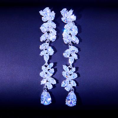 China BOHEMIA Manufacture Luxury Diamond Long Earring Bohemian Fashion Quality Wedding Bride Wedding Bride Earrings Luxury Zirconia Earrings For Women 2021 for sale