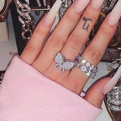 China Liberty Diamond Rings Wholesale BOHEMIA Butterfly Rings Full of Explosive Ring Adjustable Women Modern Trend Luxury Opening Hip Hop for sale