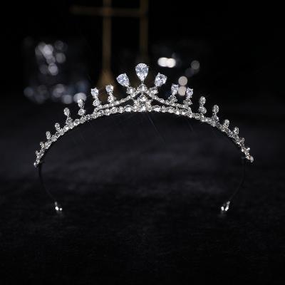 China High Quality Alloy Water Drop Zircon Hair Band Bride Crystal Crown Wedding Hair Jewelry for sale