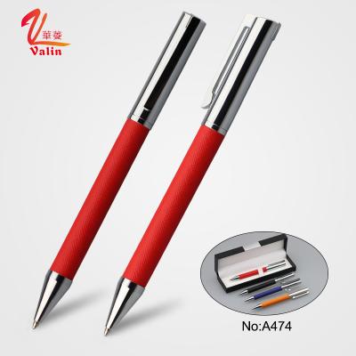 China Writing Business Promotional Gift Custom Logo PU Leather Projector Pens for sale