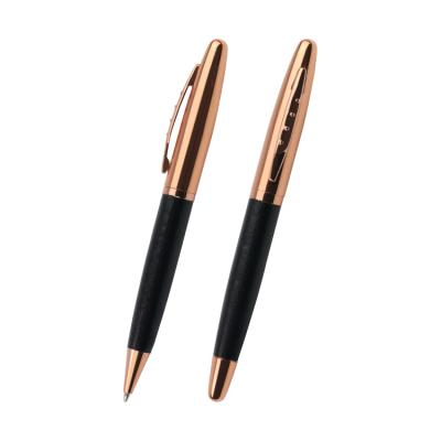 China office & School Pen New Design Mounted Promotional Gold Metal Ballpoint Pen Leather Roller Pen Gift for sale