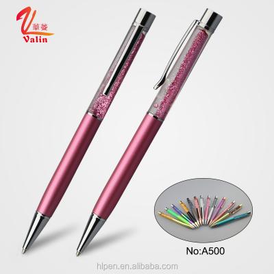 China office & School Pen Colorful Rose Silver Promotional Custom Liquid Glitter Logo Tip Gift Metal Gold Floating Pen Rose Gold for sale