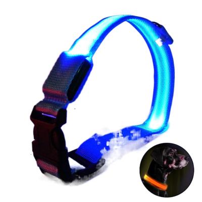 China Lights Up USB Rechargeable Dog LED Collar Night Safety Glowing Light Flashing Outdoor Walking Supplies for sale