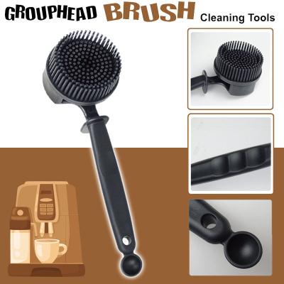 China Coffee machine silicone cleaning brush coffee brush Long handle brewing head cleaning brush for sale