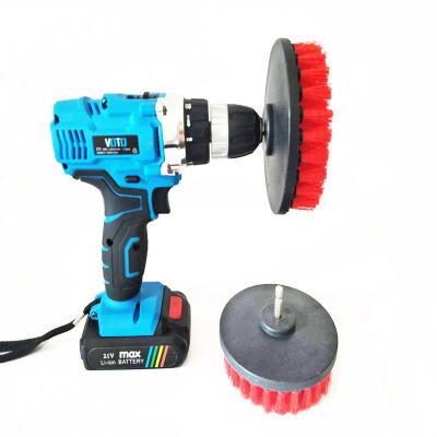 China PP Handle Electric Drill Cleaning Brush 11cm Car Wash Drill Attachment for sale