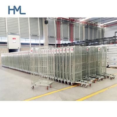 China Industrial Warehouse Metal Storage Collapsible Roll Cage Cart For Laundry for sale