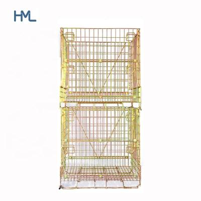 China Customized Folding Logistic Durable Stackable/Collapsible/Collapsible Metal Wire Mesh Container For Storage for sale